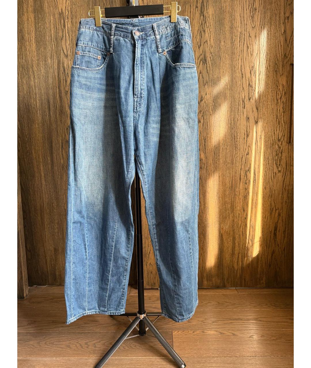 R13 Синие хлопковые прямые джинсы, фото 5