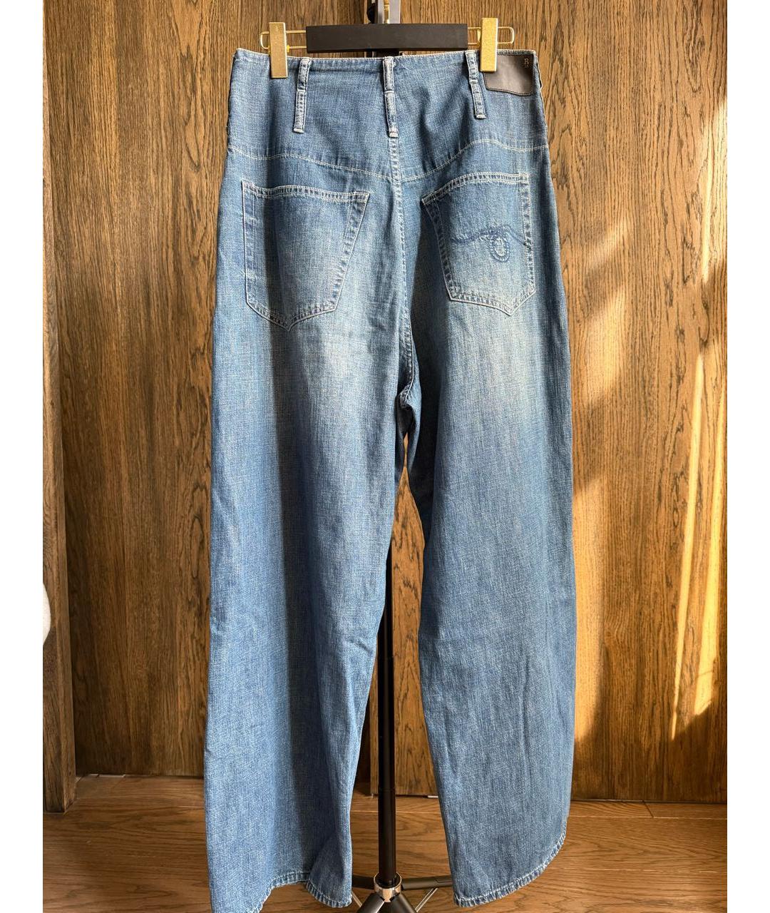 R13 Синие хлопковые прямые джинсы, фото 2