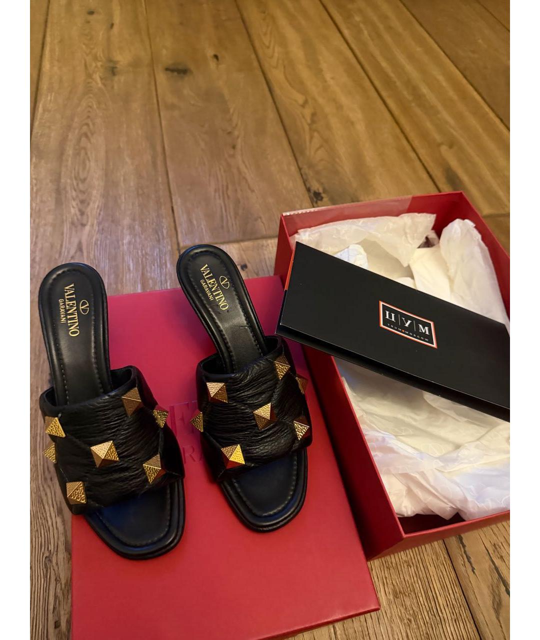 VALENTINO Черные кожаные мюли, фото 3