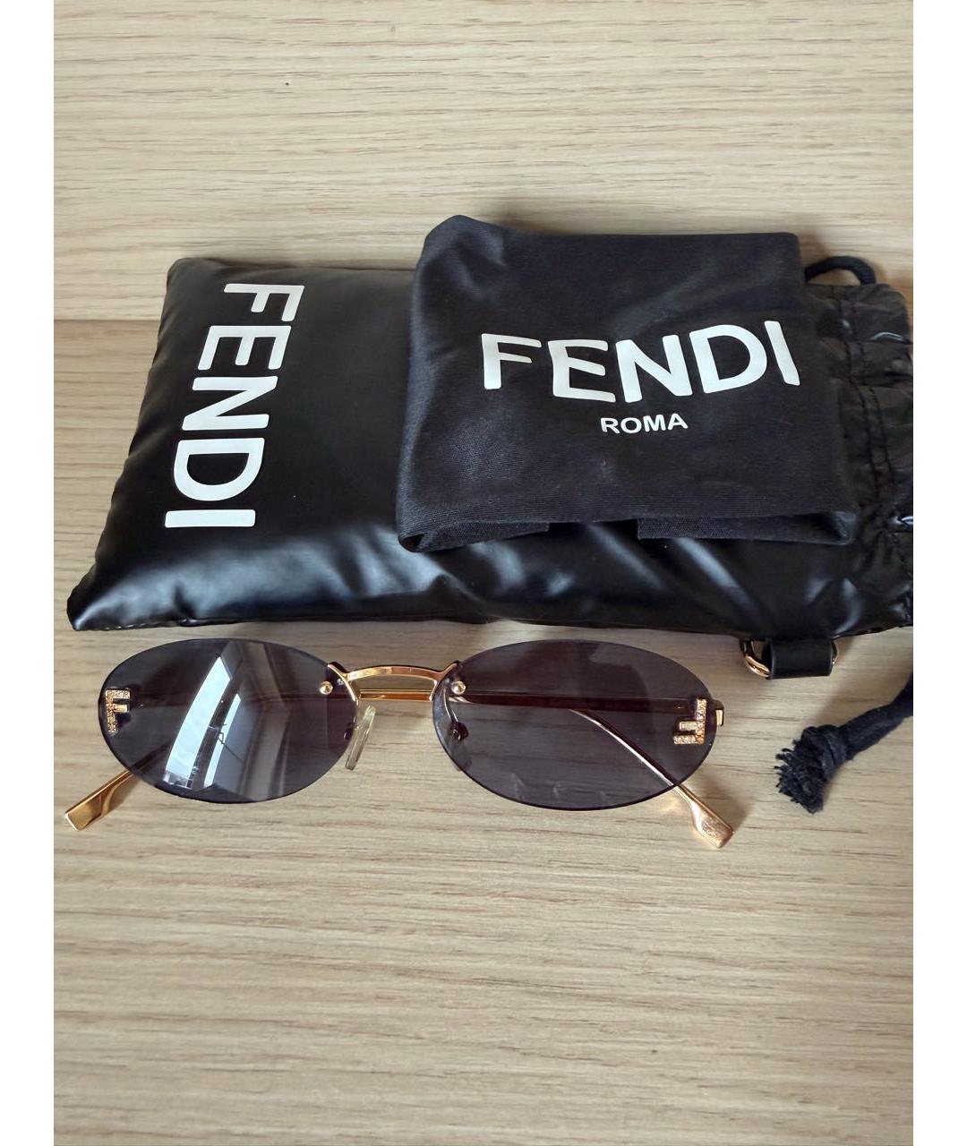FENDI Черные металлические солнцезащитные очки, фото 3