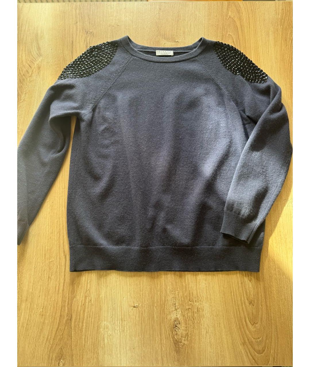 BRUNELLO CUCINELLI Темно-синий кашемировый джемпер / свитер, фото 3