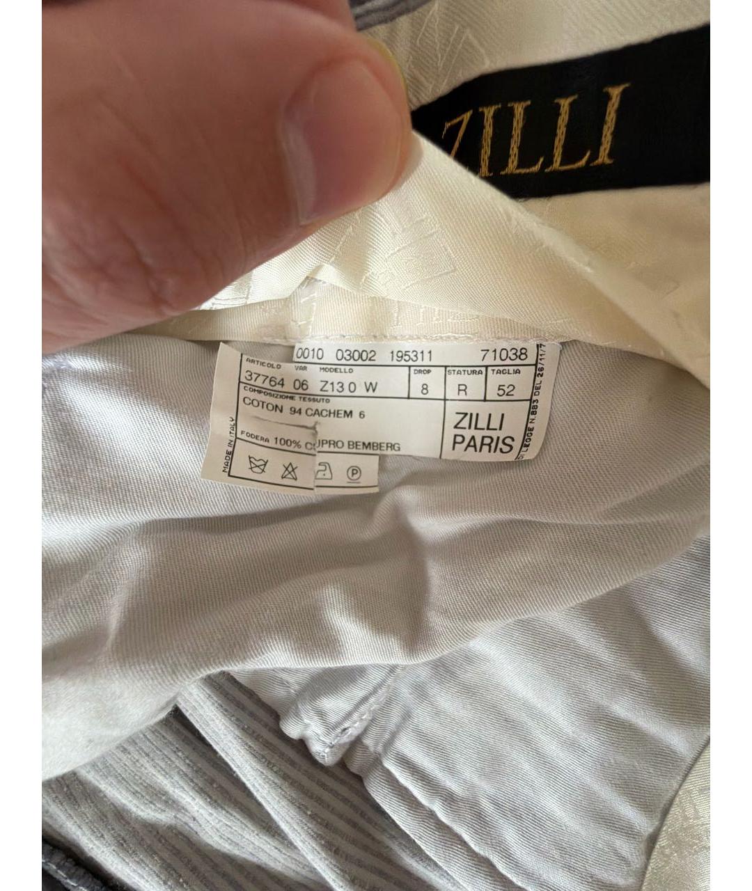 ZILLI Серые хлопковые повседневные брюки, фото 6
