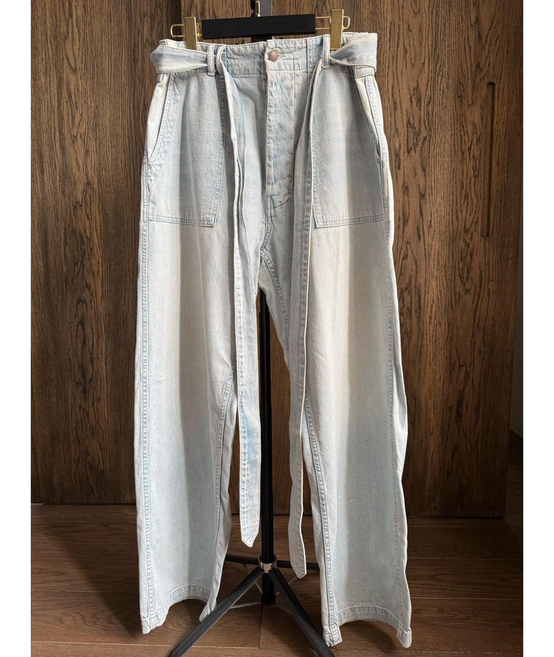 R13 Голубые хлопковые прямые джинсы, фото 4