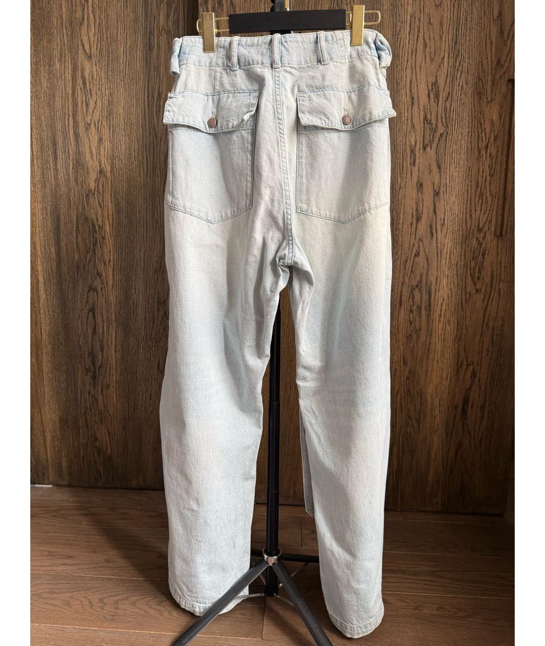 R13 Голубые хлопковые прямые джинсы, фото 2