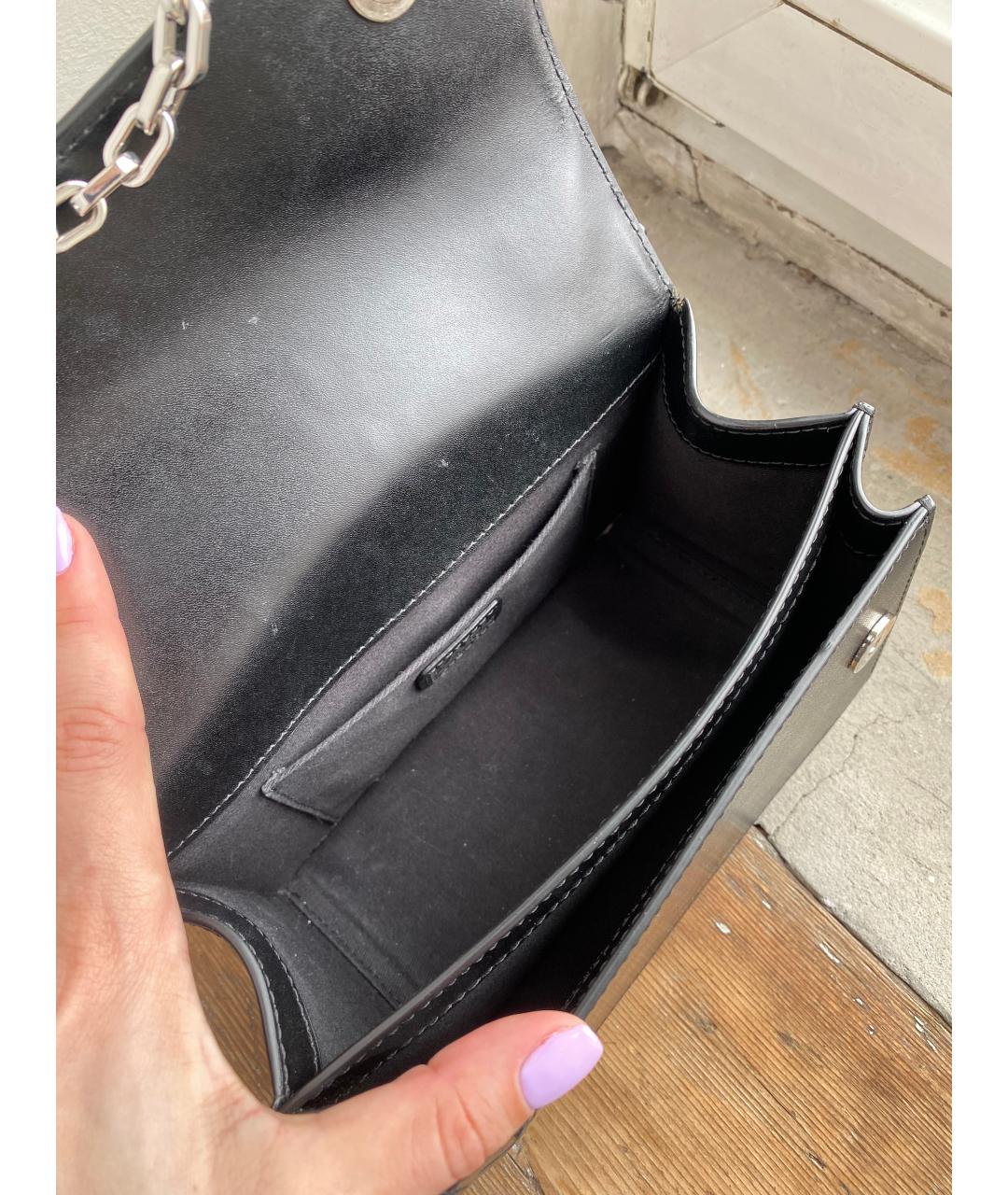 KARL LAGERFELD Черная кожаная сумка через плечо, фото 4