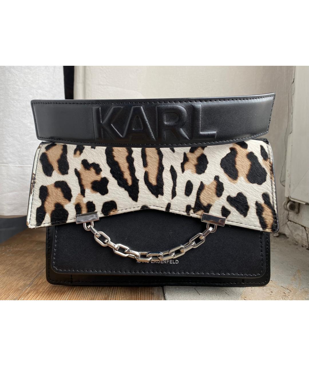 KARL LAGERFELD Черная кожаная сумка через плечо, фото 2