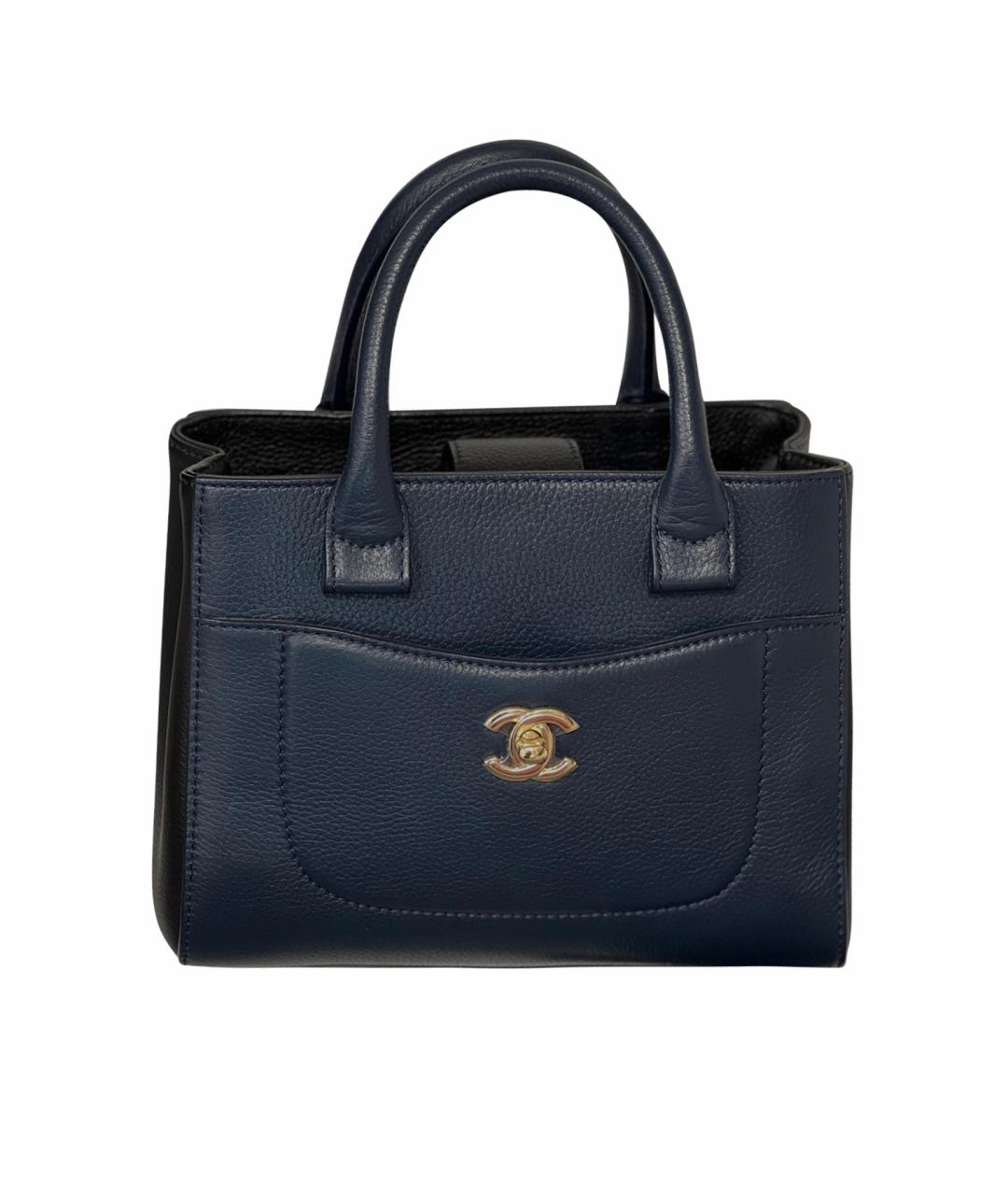 CHANEL Синяя кожаная сумка тоут, фото 9