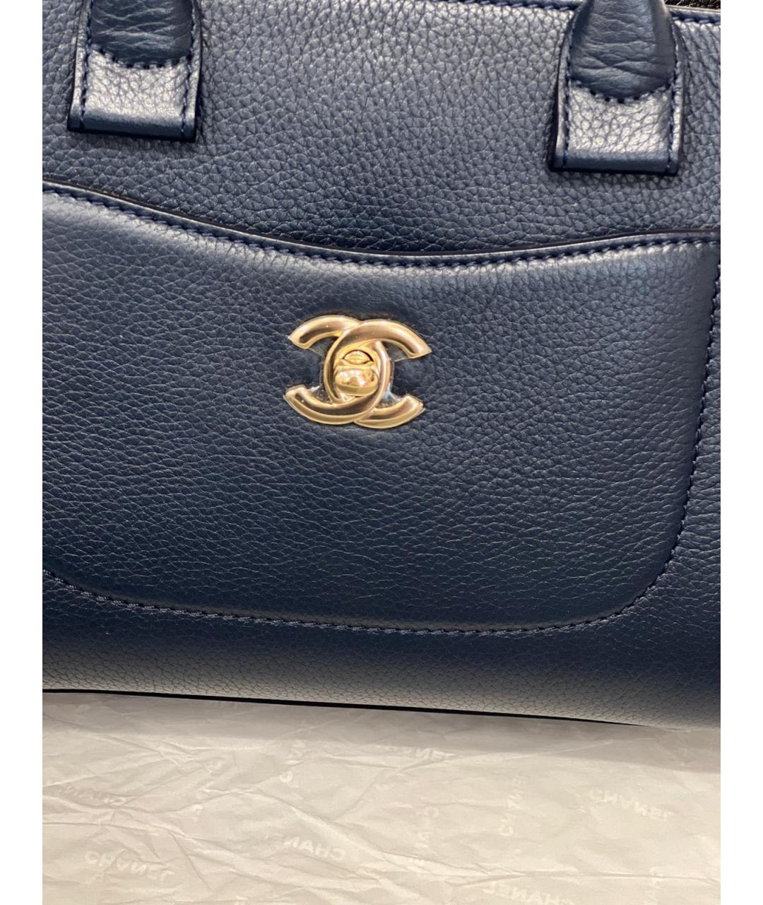 CHANEL Синяя кожаная сумка тоут, фото 3