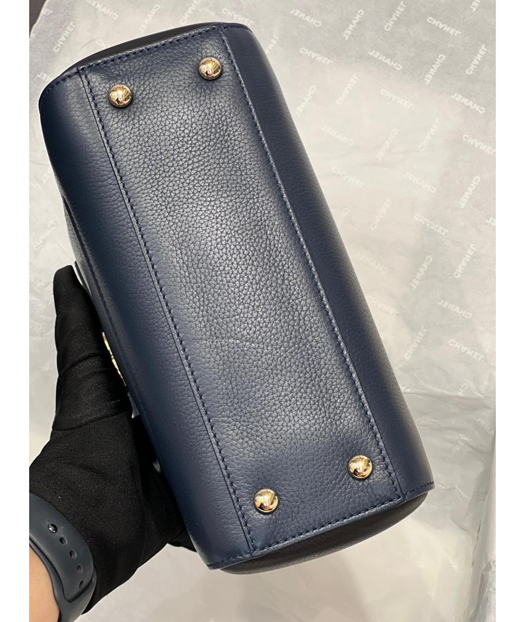 CHANEL Синяя кожаная сумка тоут, фото 7