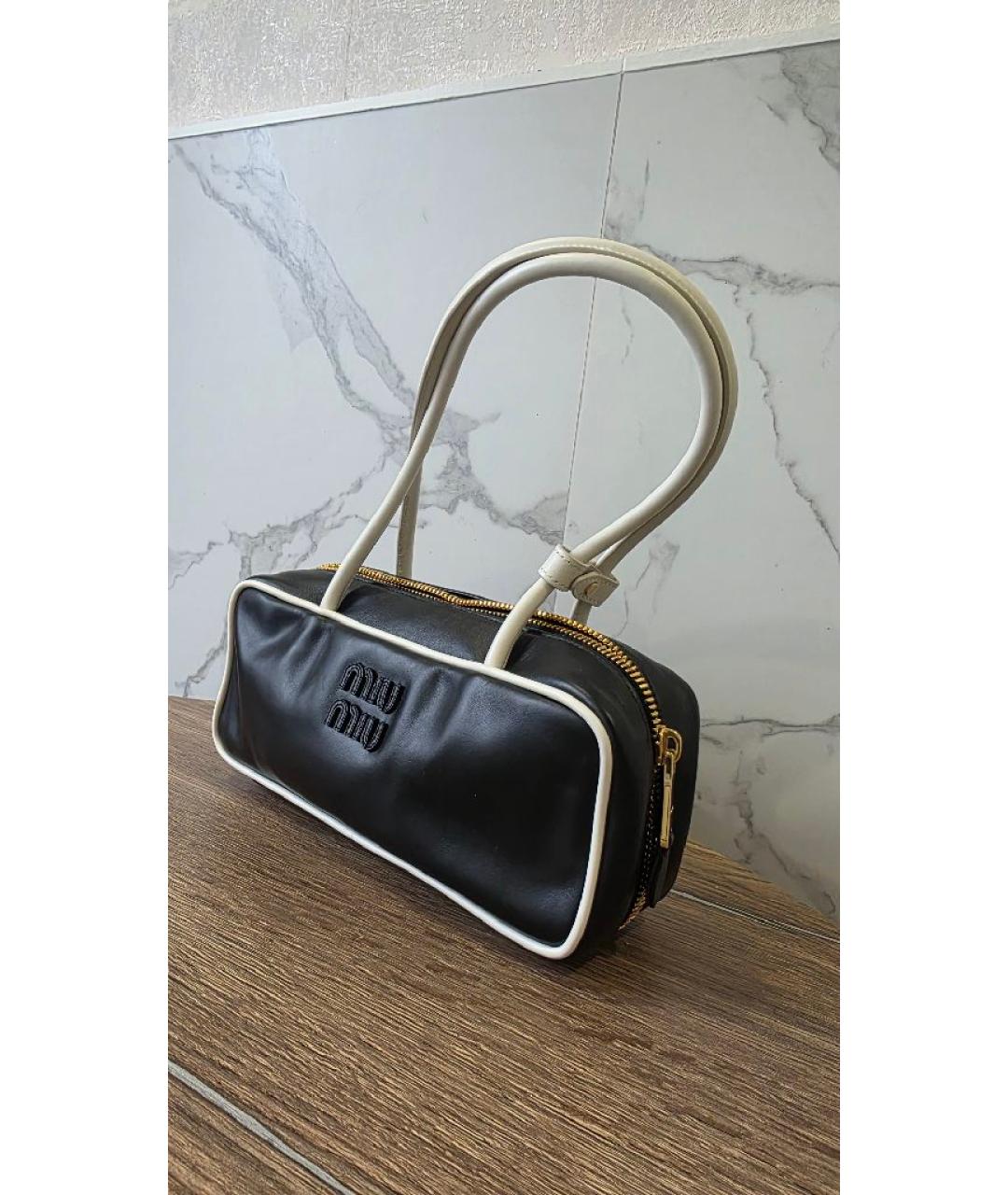 MIU MIU Черная кожаная сумка с короткими ручками, фото 2
