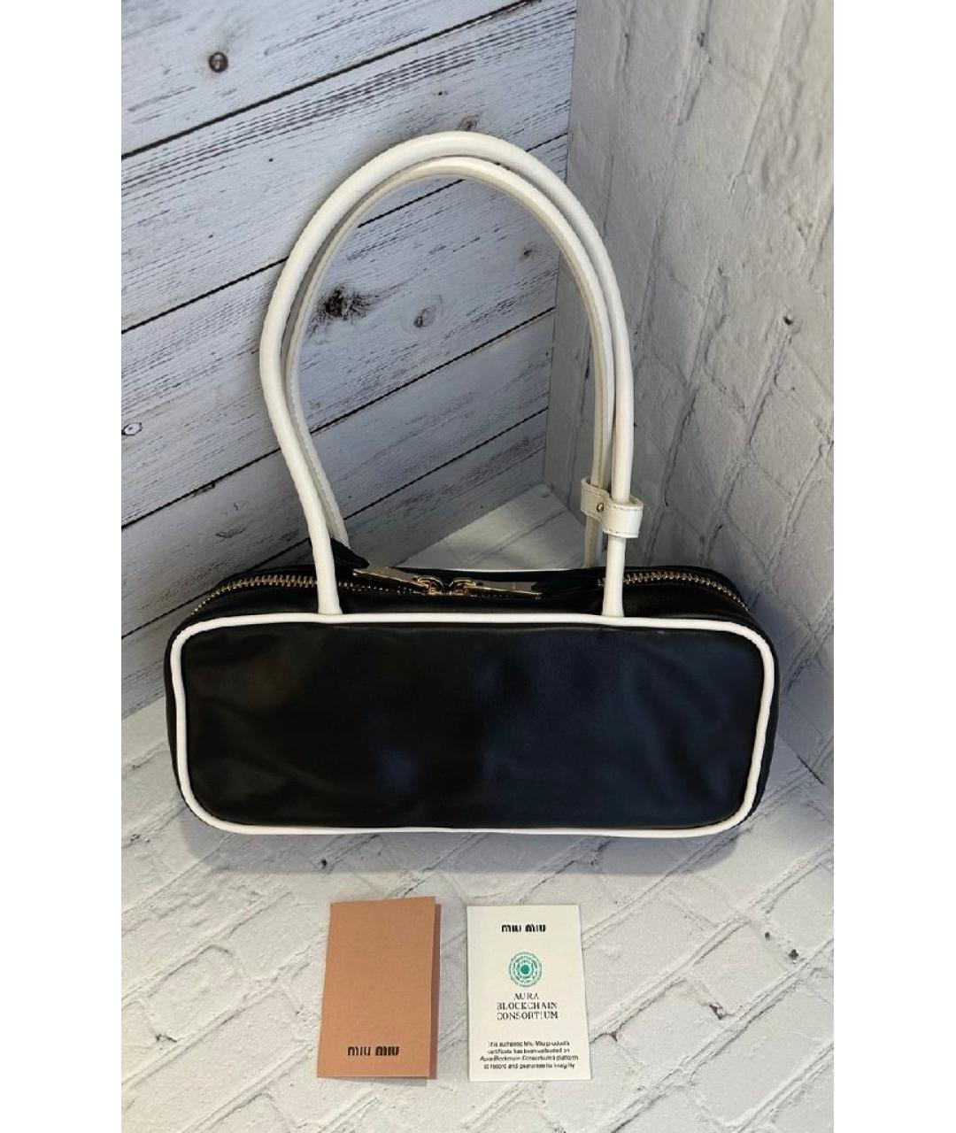 MIU MIU Черная кожаная сумка с короткими ручками, фото 3