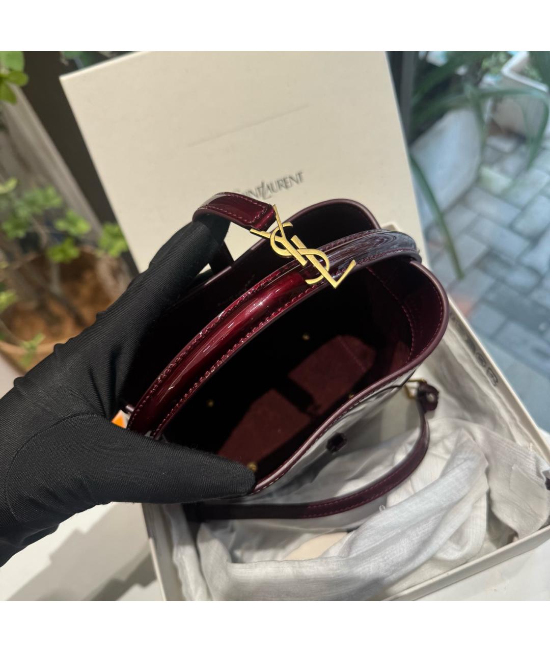 SAINT LAURENT Красная сумка тоут из лакированной кожи, фото 6