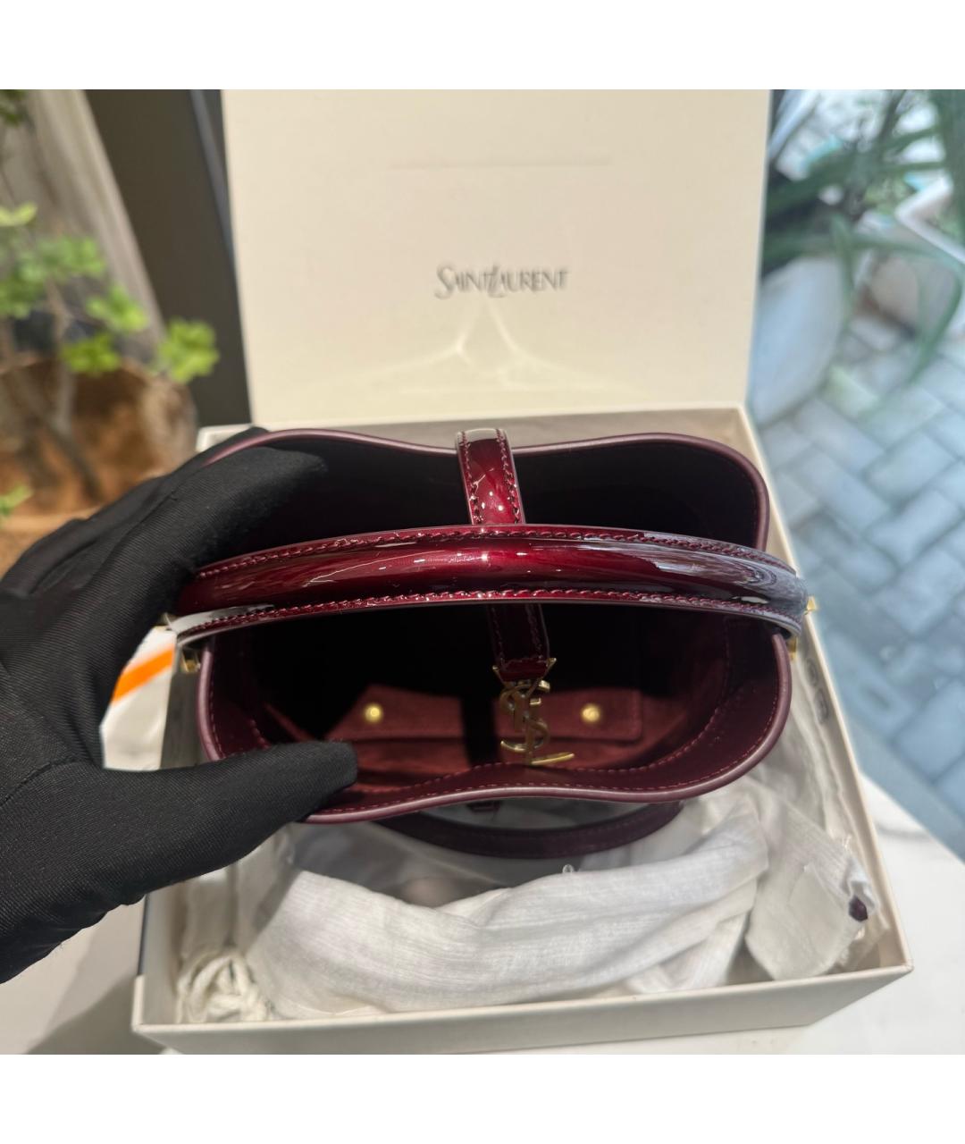 SAINT LAURENT Красная сумка тоут из лакированной кожи, фото 5