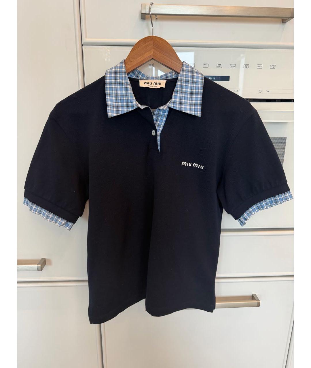 MIU MIU Темно-синяя футболка, фото 4