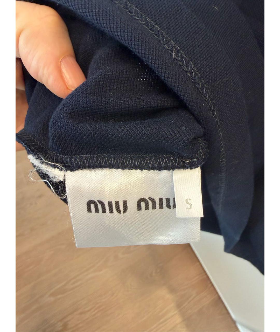 MIU MIU Темно-синяя футболка, фото 3