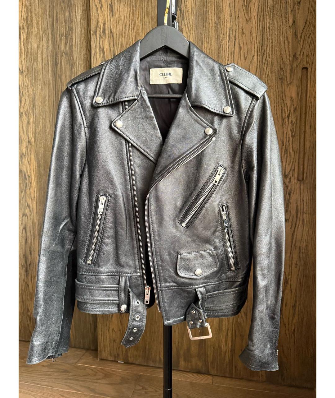 CELINE Черная кожаная куртка, фото 4