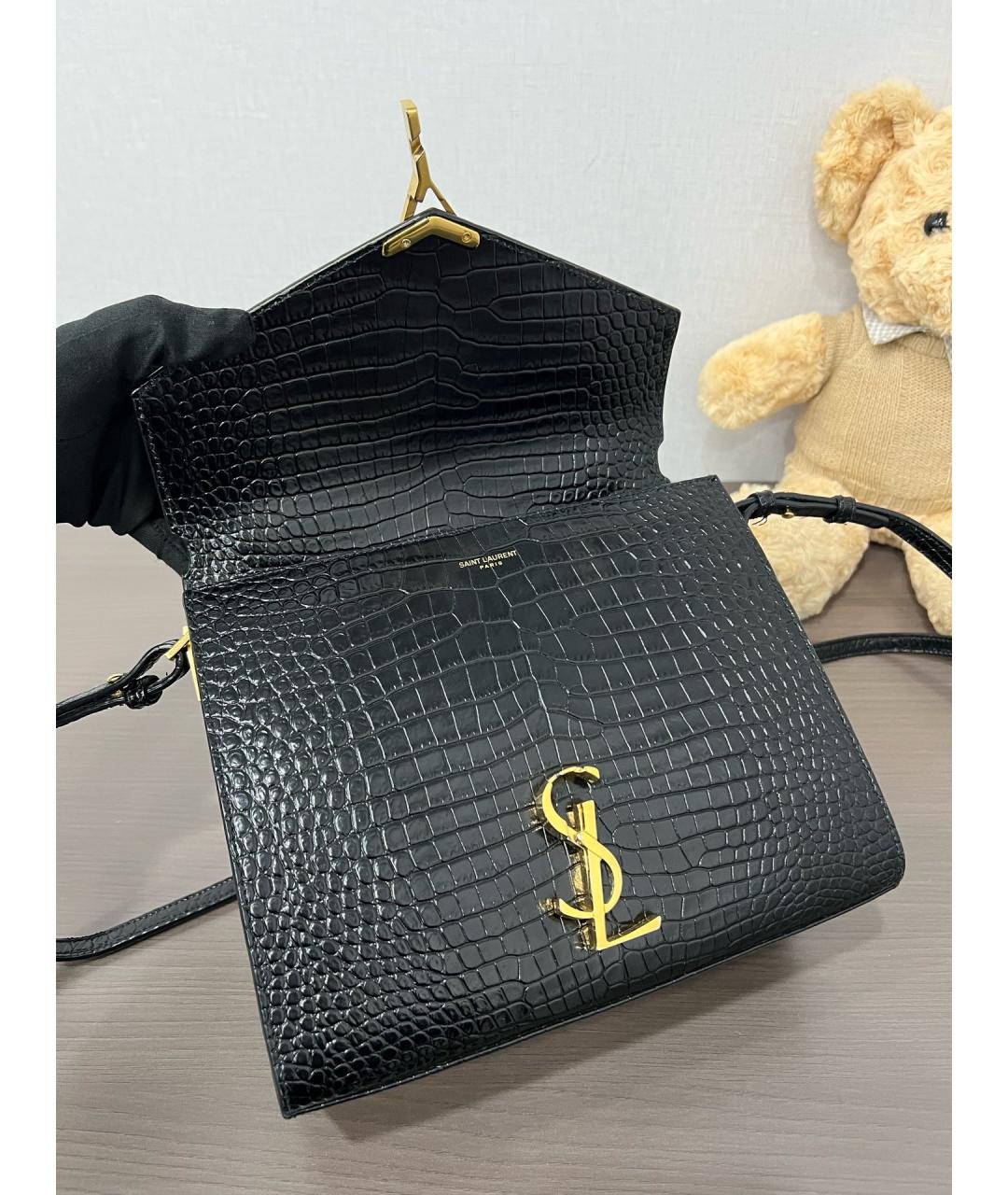 SAINT LAURENT Черная кожаная сумка через плечо, фото 6