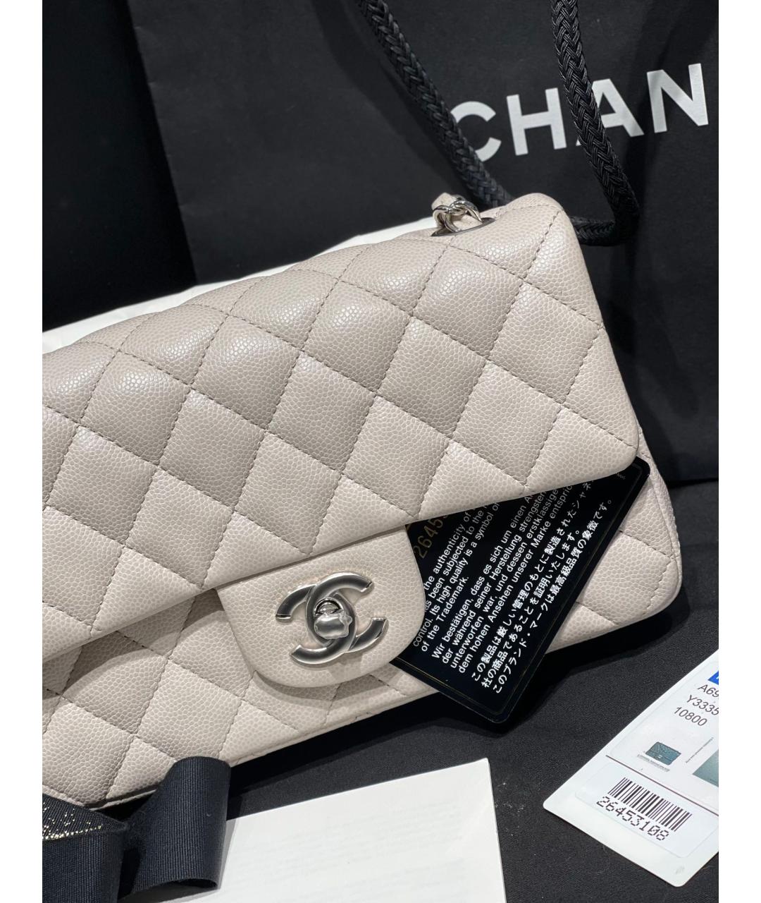 CHANEL Белая кожаная сумка через плечо, фото 3