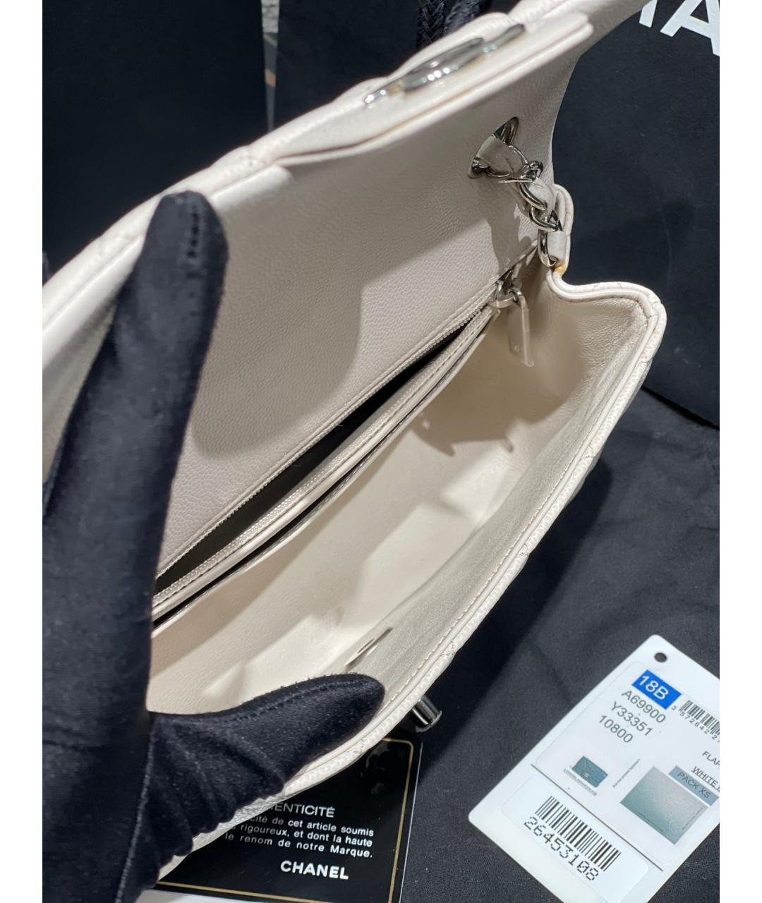 CHANEL Белая кожаная сумка через плечо, фото 9