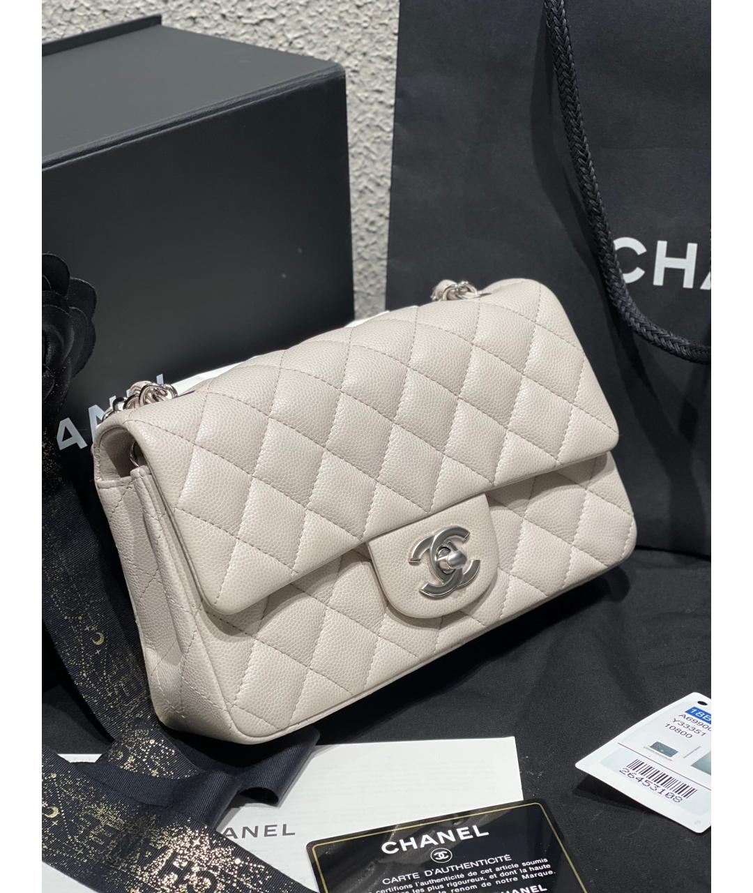 CHANEL Белая кожаная сумка через плечо, фото 4