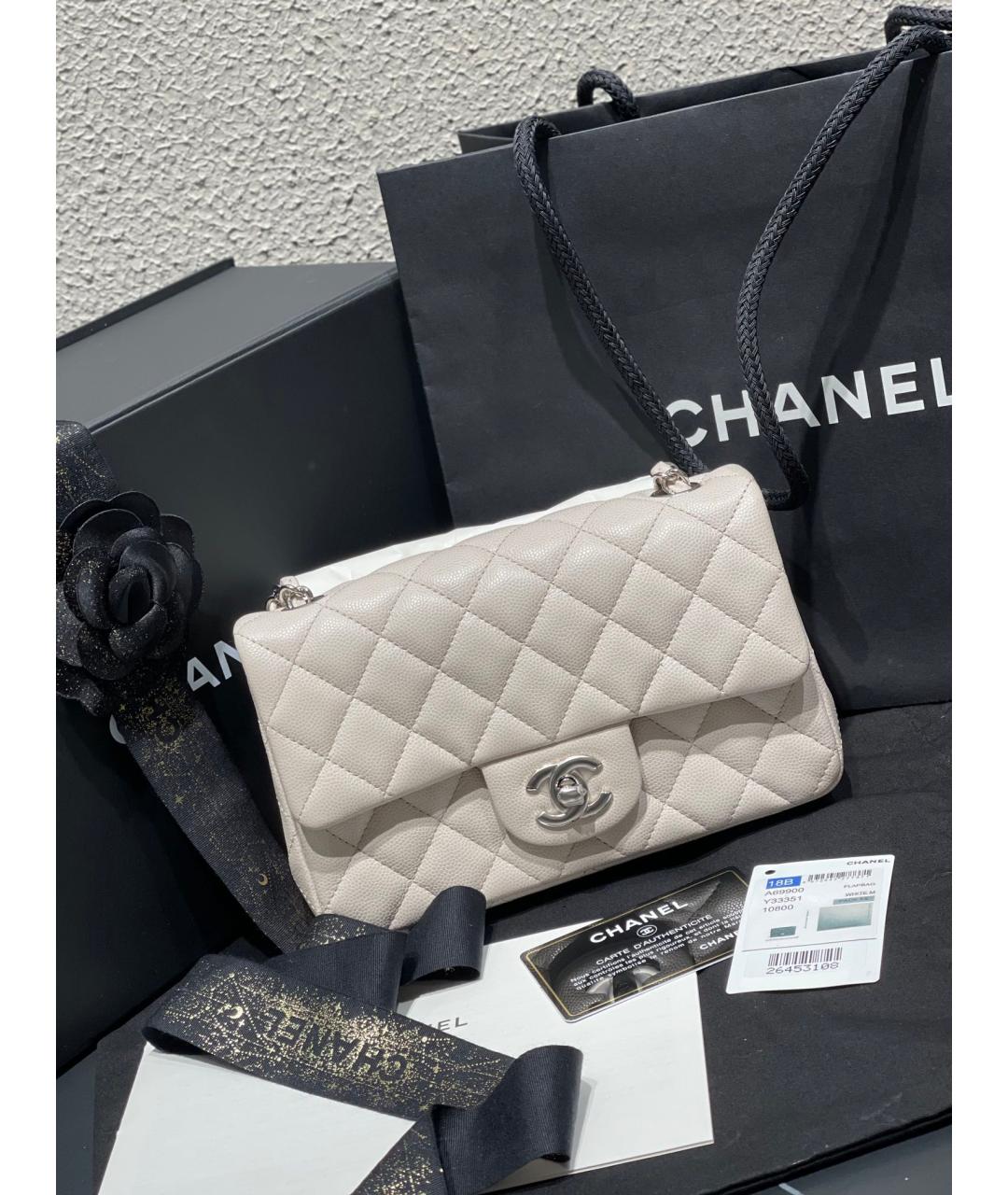 CHANEL Белая кожаная сумка через плечо, фото 2