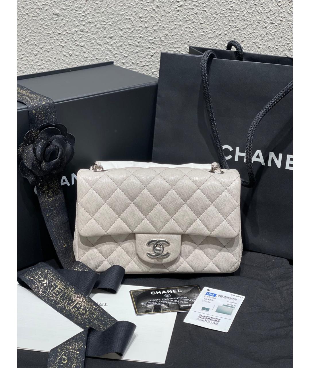 CHANEL Белая кожаная сумка через плечо, фото 10