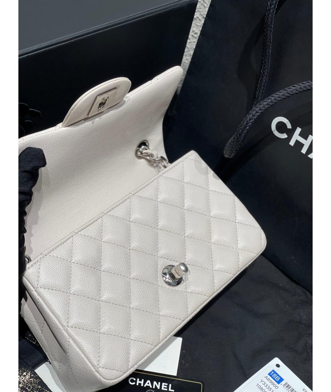 CHANEL Белая кожаная сумка через плечо, фото 8