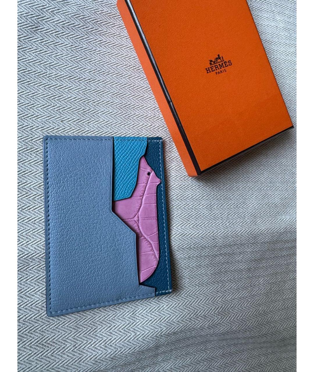 HERMES Голубой кожаный кардхолдер, фото 4