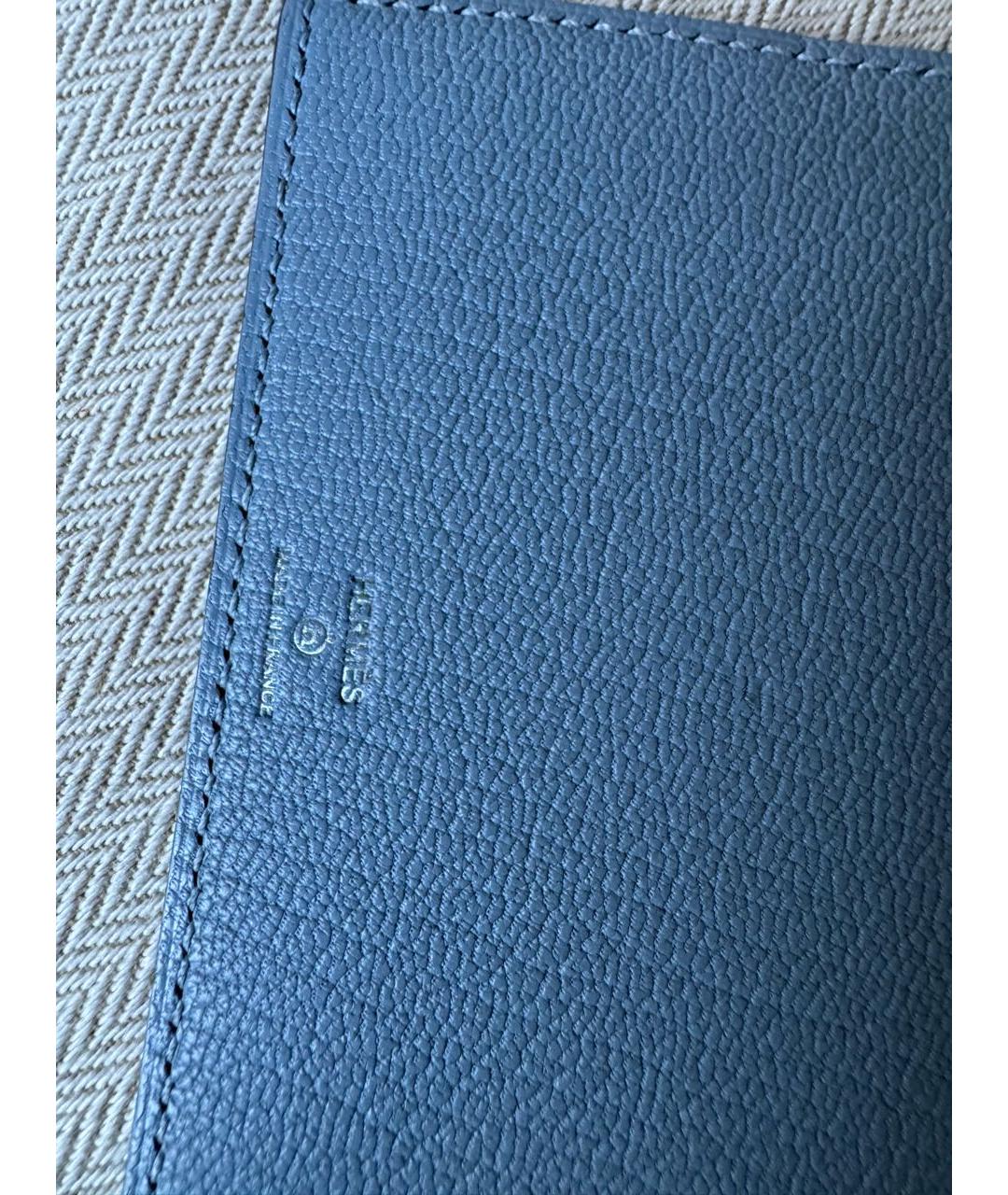 HERMES Голубой кожаный кардхолдер, фото 3