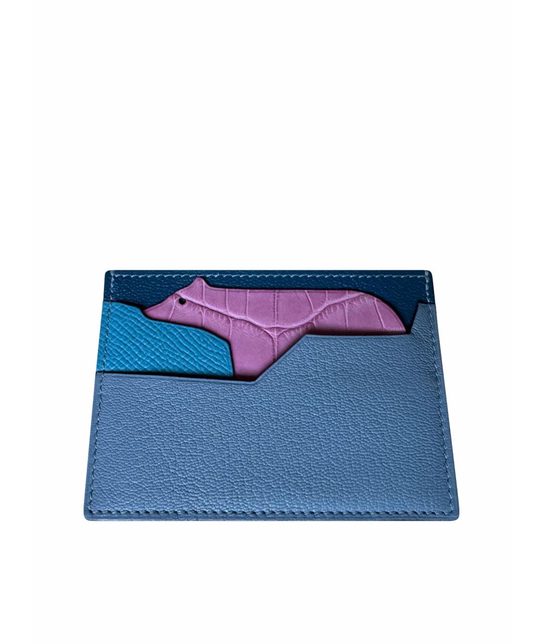 HERMES Голубой кожаный кардхолдер, фото 1