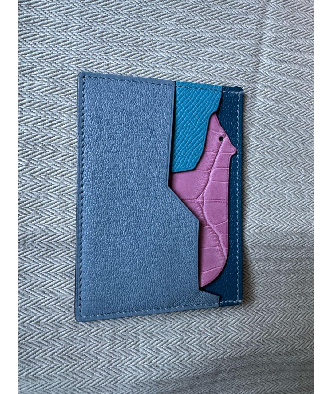 HERMES Голубой кожаный кардхолдер, фото 5