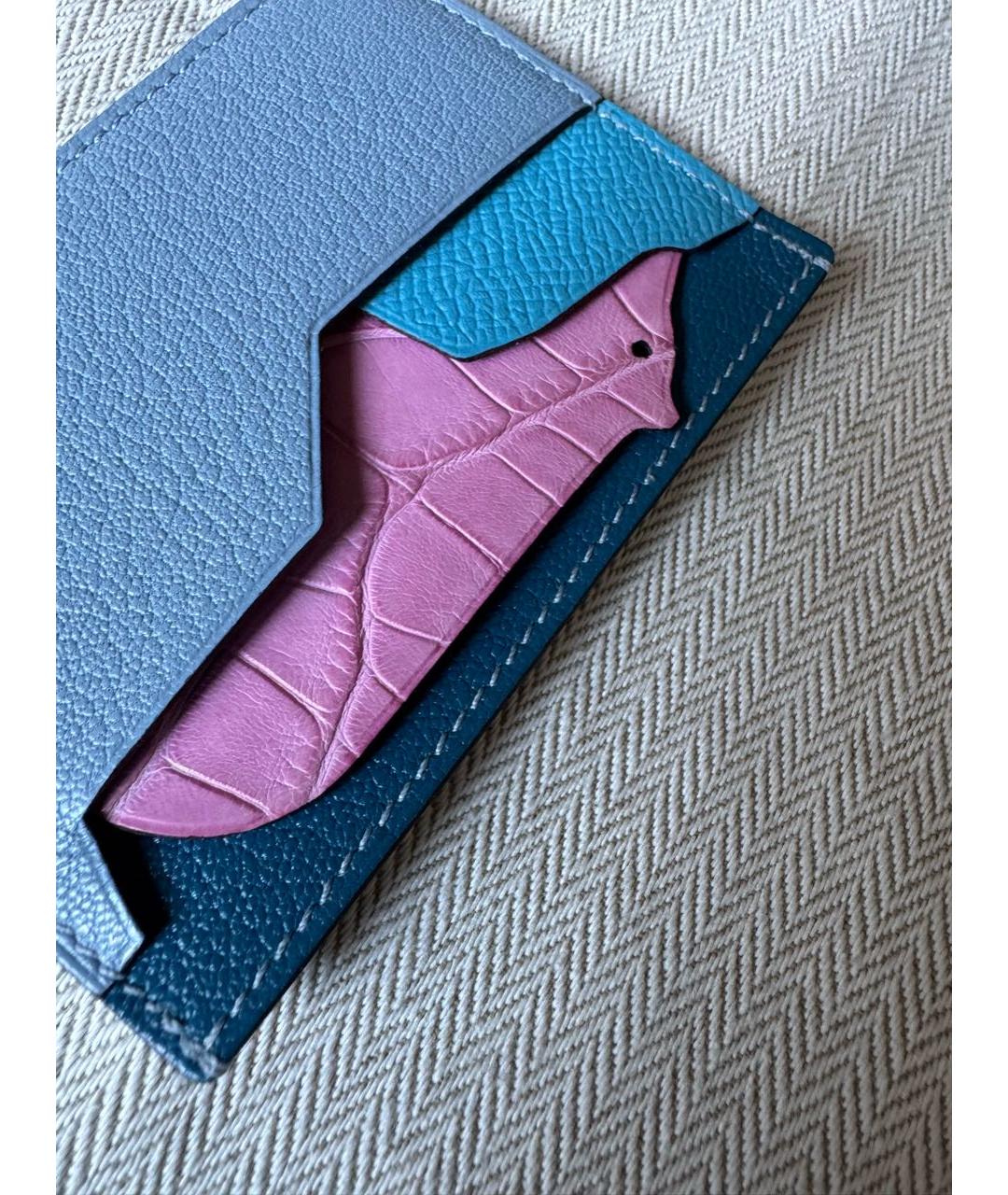 HERMES Голубой кожаный кардхолдер, фото 2