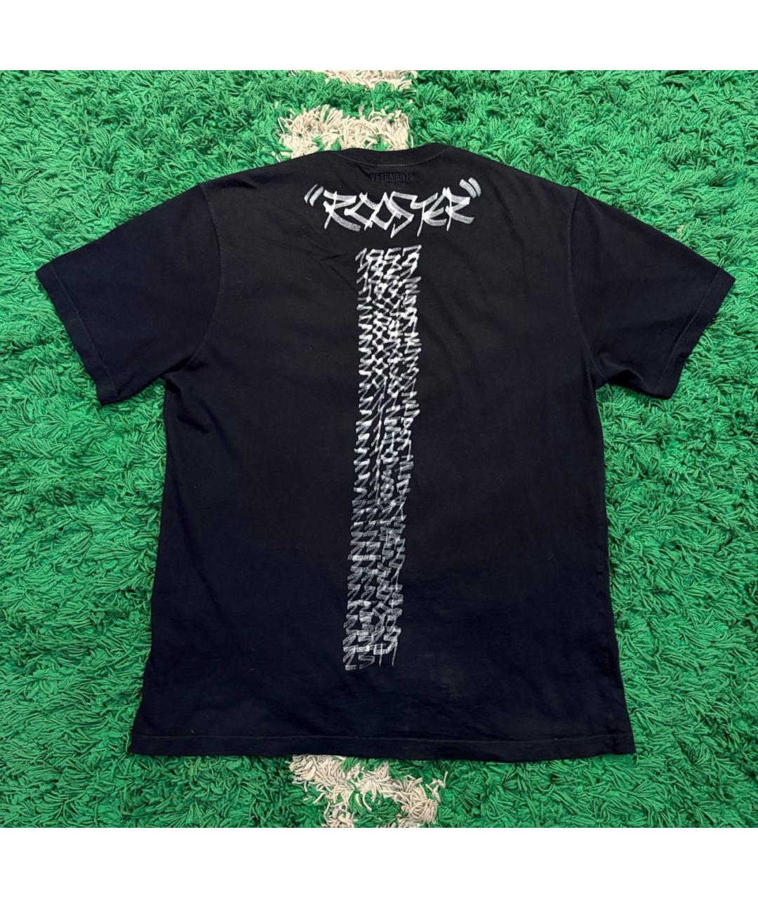 VETEMENTS Черная хлопковая футболка, фото 2