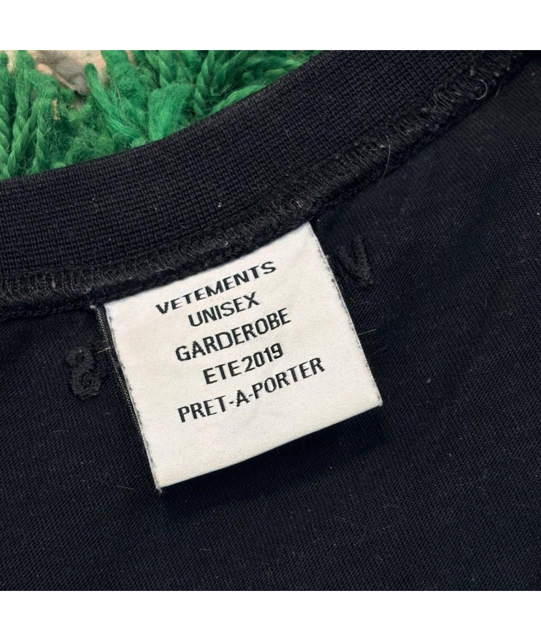 VETEMENTS Черная хлопковая футболка, фото 4