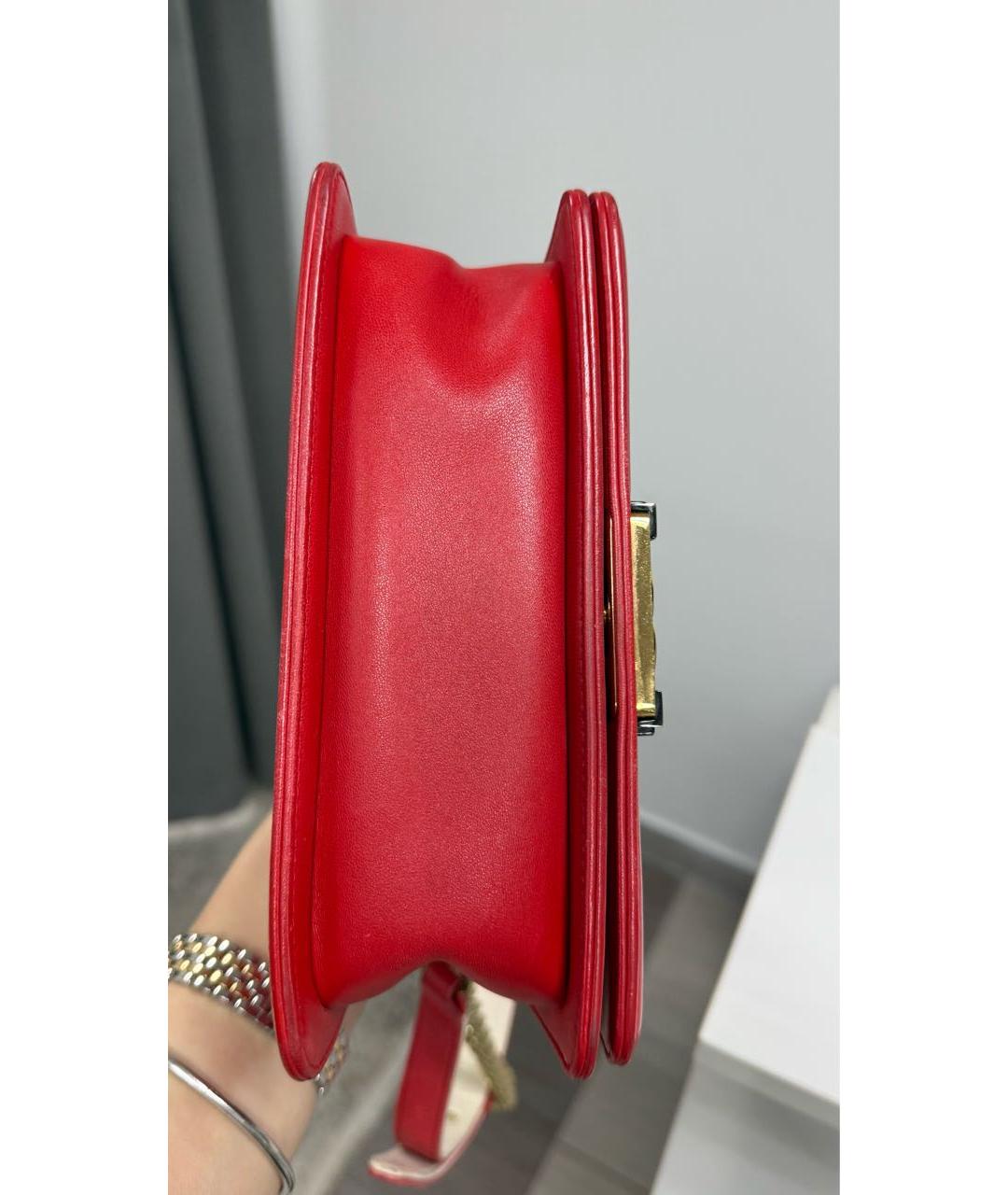 CHANEL Красная кожаная сумка через плечо, фото 4