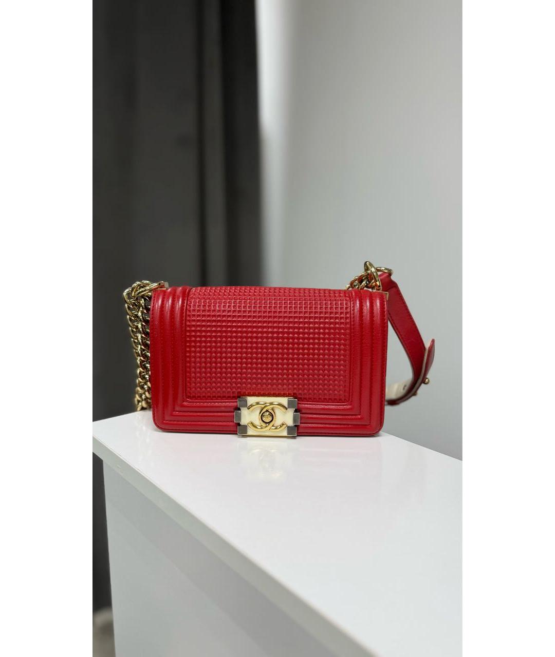CHANEL Красная кожаная сумка через плечо, фото 6