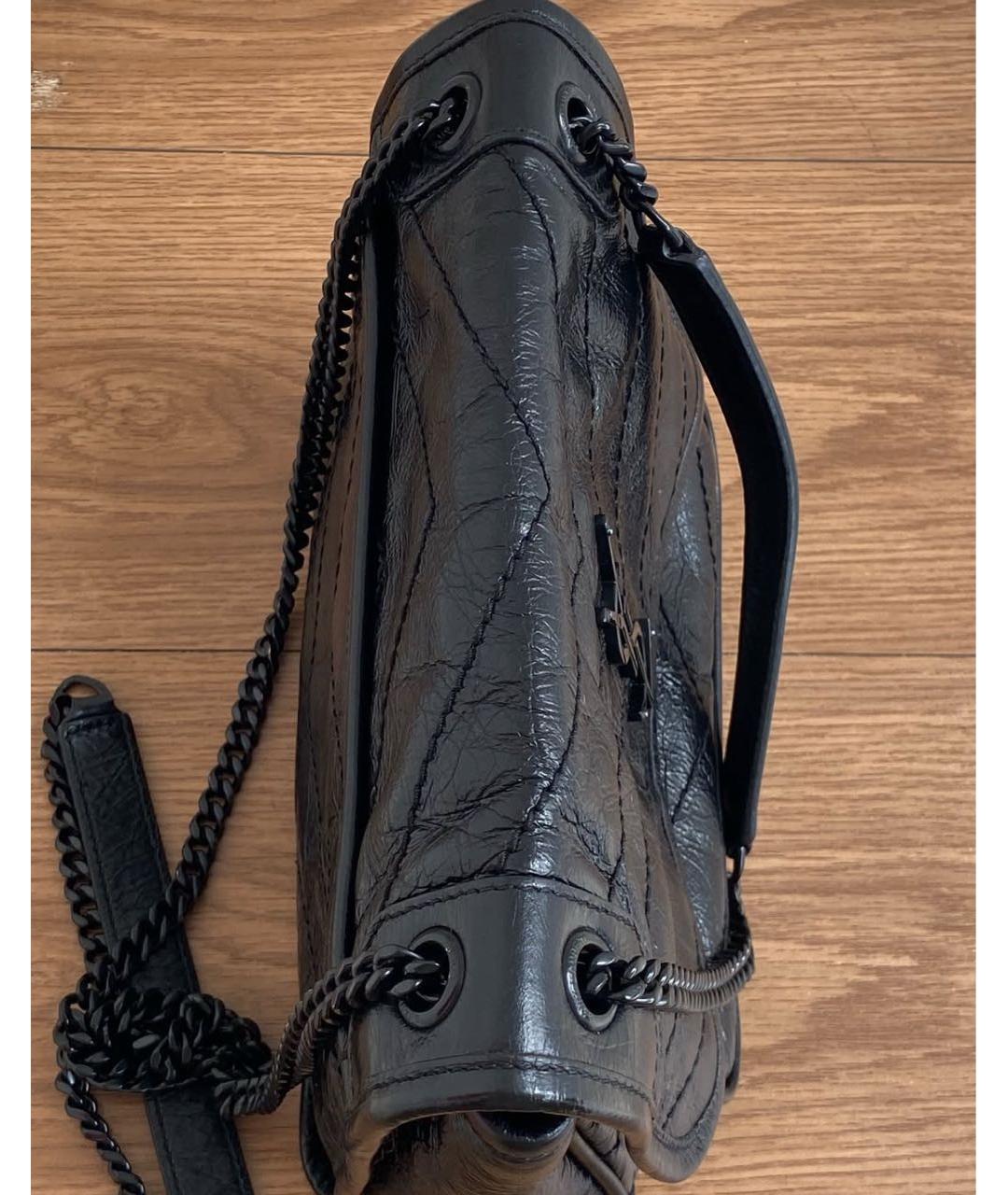 SAINT LAURENT Черная кожаная сумка через плечо, фото 3
