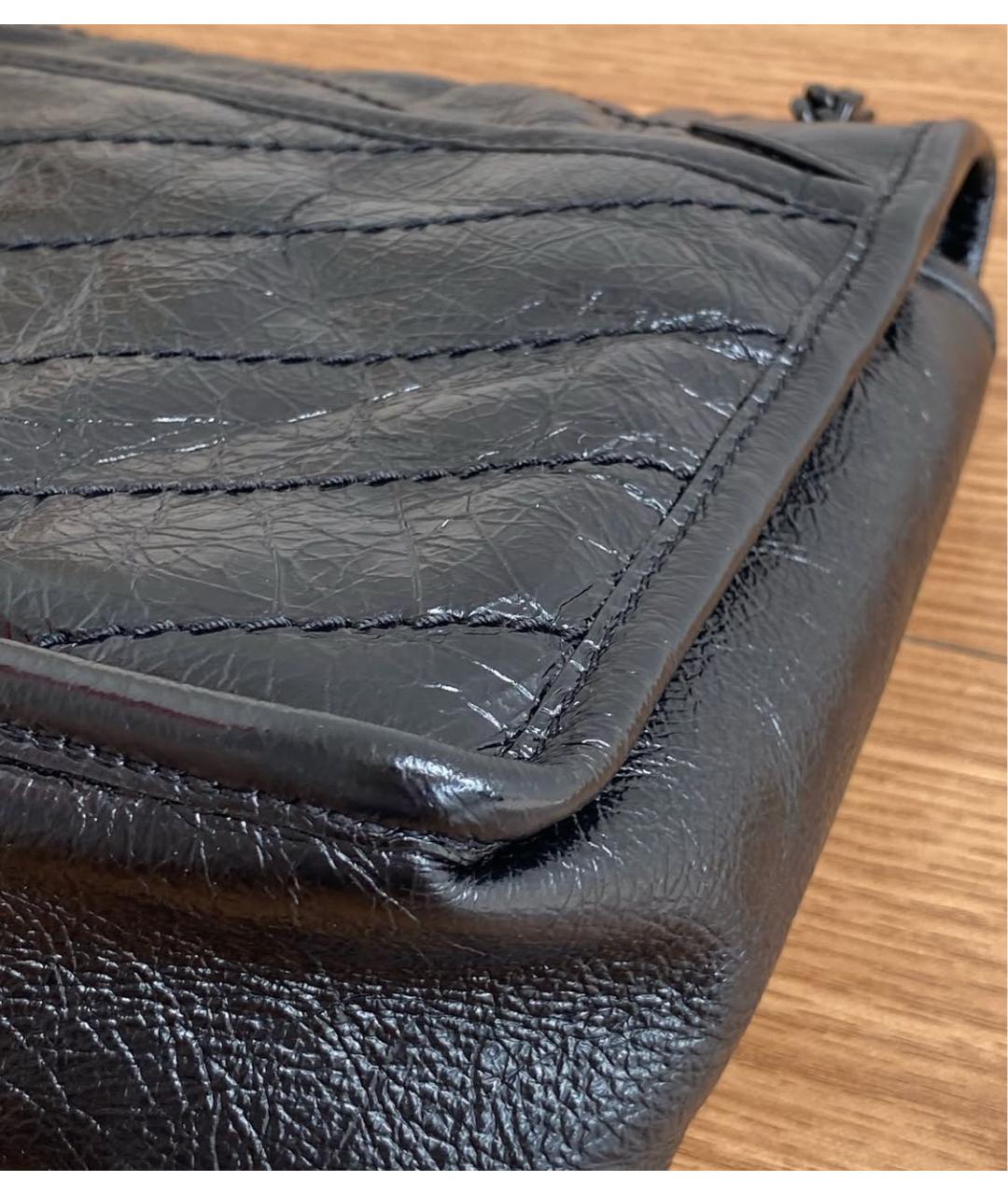 SAINT LAURENT Черная кожаная сумка через плечо, фото 4