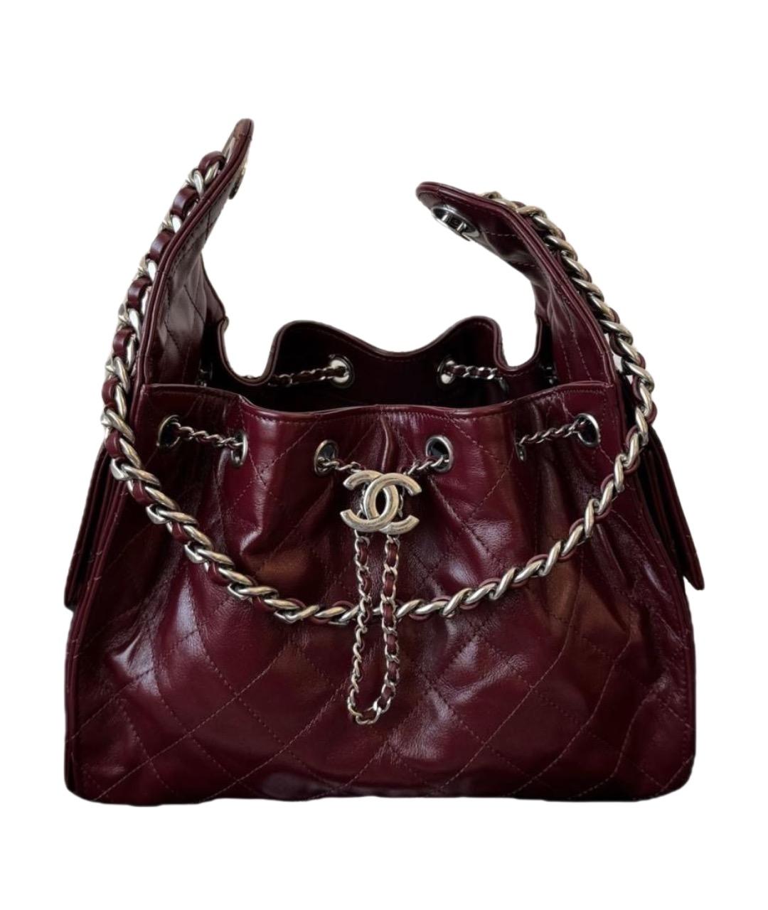 CHANEL Бордовая кожаная сумка через плечо, фото 1