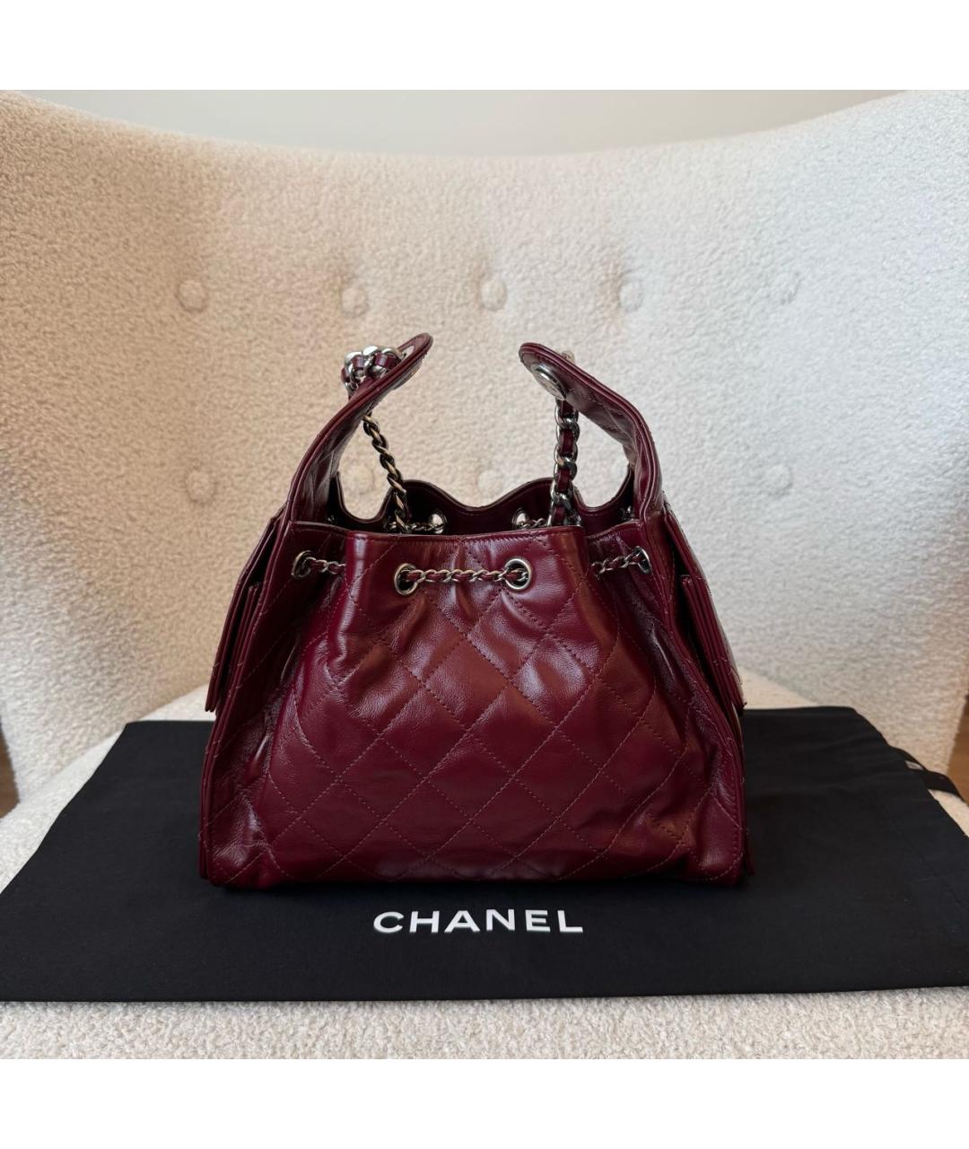 CHANEL Бордовая кожаная сумка через плечо, фото 3
