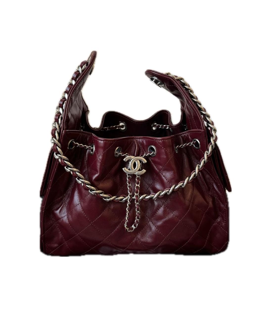 CHANEL Бордовая кожаная сумка через плечо, фото 7