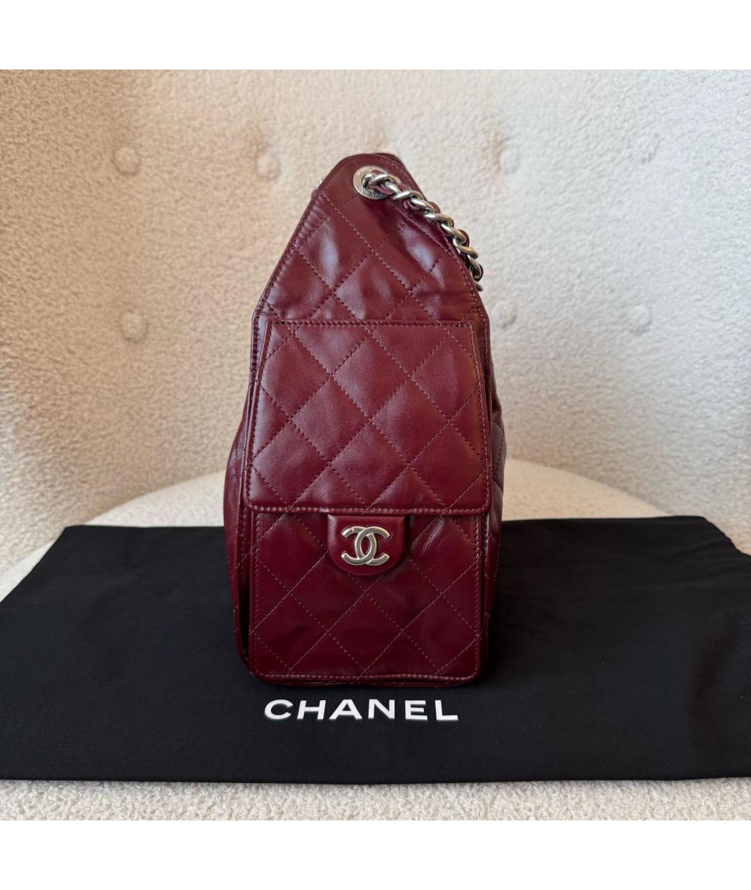 CHANEL Бордовая кожаная сумка через плечо, фото 5