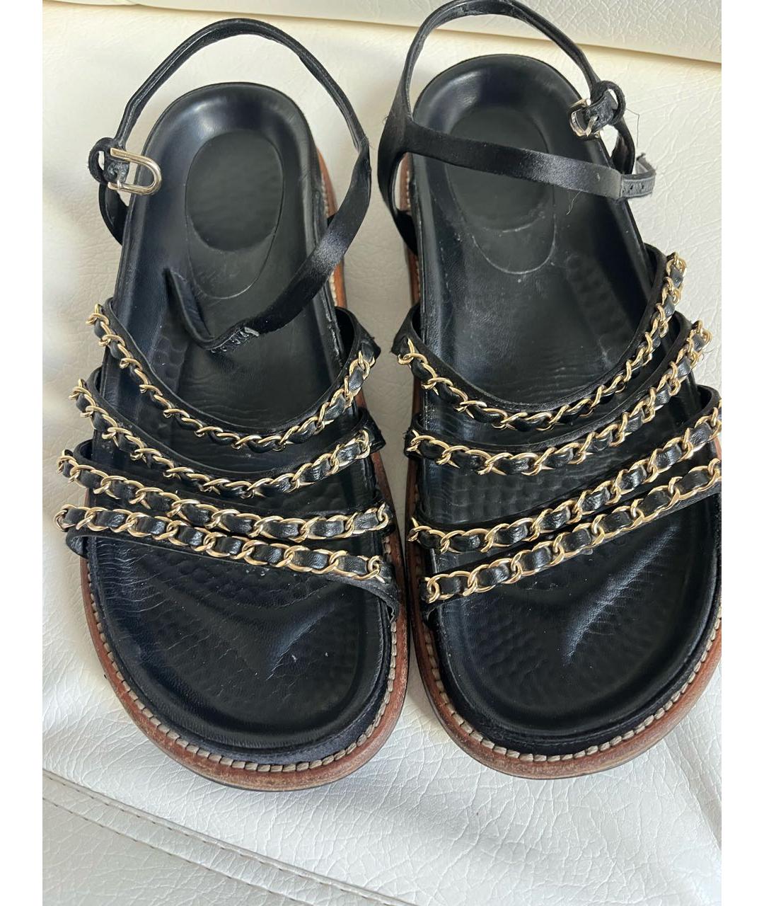 CHANEL Черные сандалии, фото 2