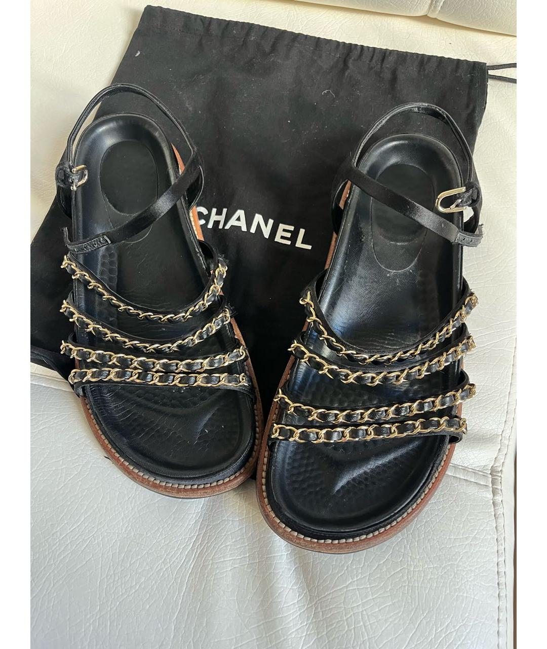 CHANEL Черные сандалии, фото 6