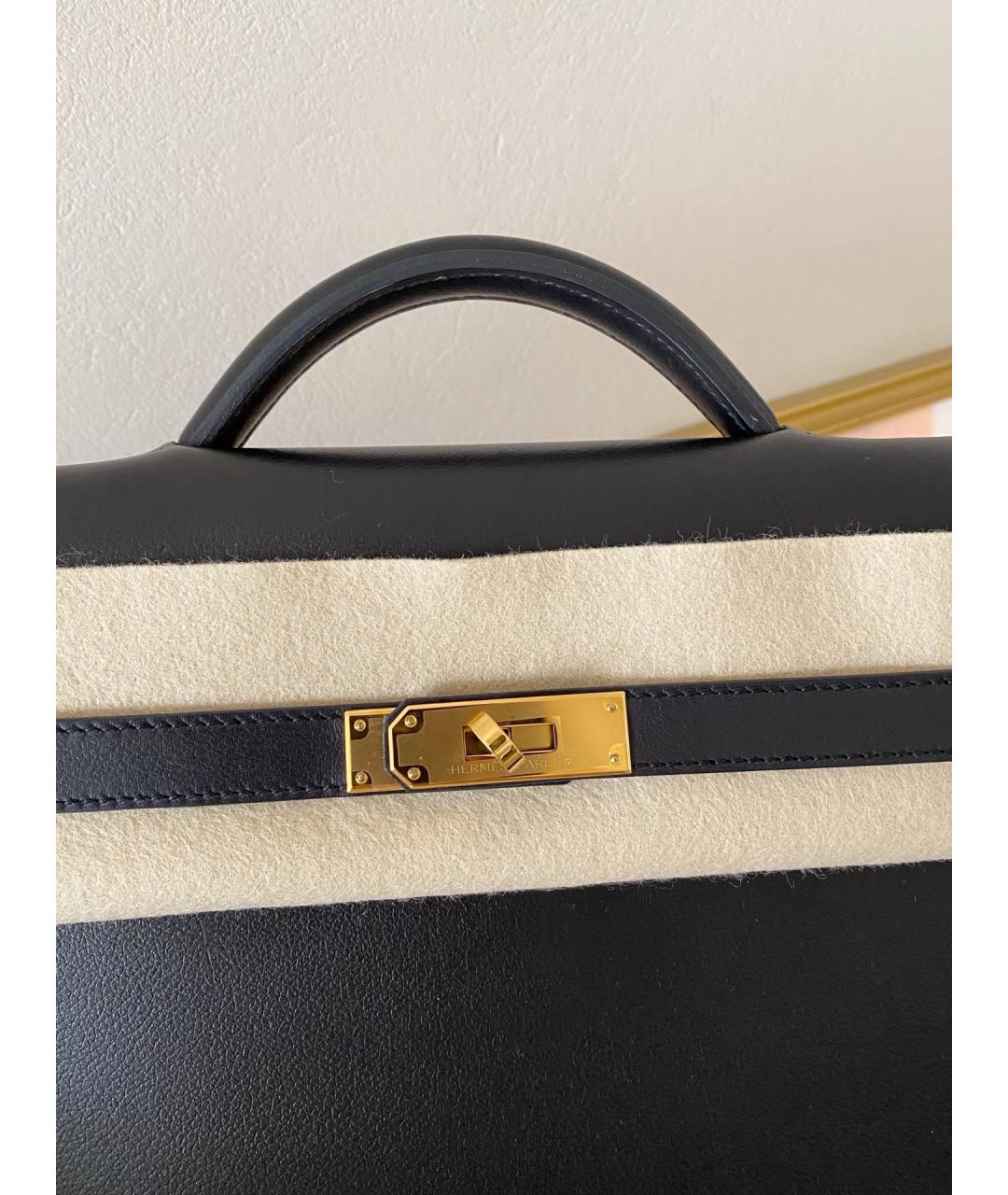 HERMES Черная кожаная сумка с короткими ручками, фото 4