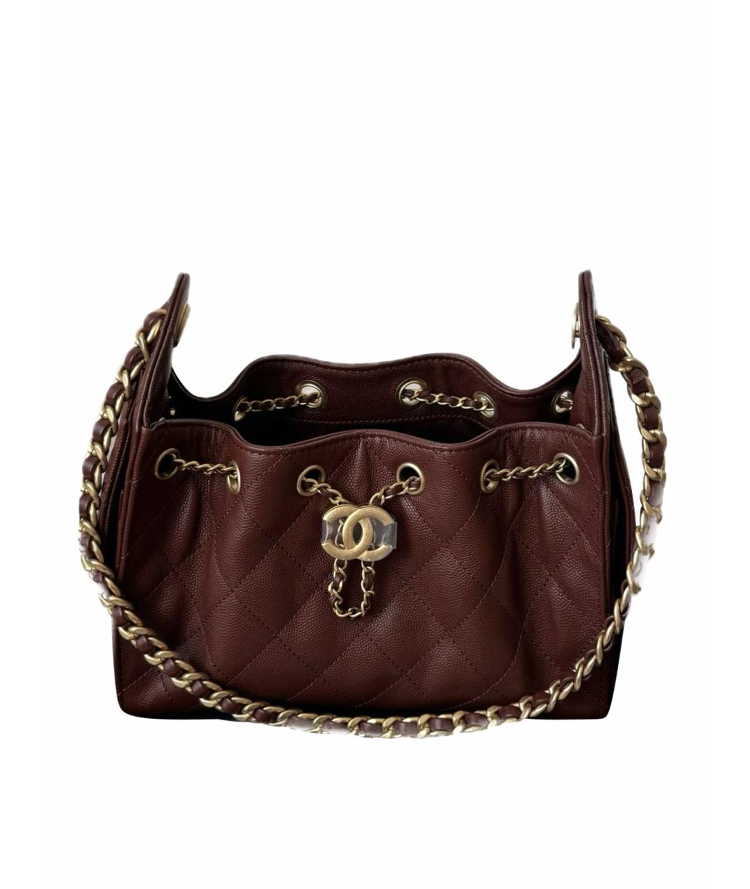 CHANEL Бордовая кожаная сумка через плечо, фото 1