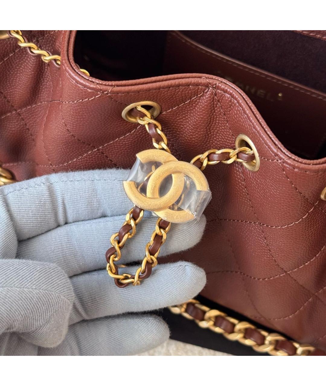 CHANEL Бордовая кожаная сумка через плечо, фото 6