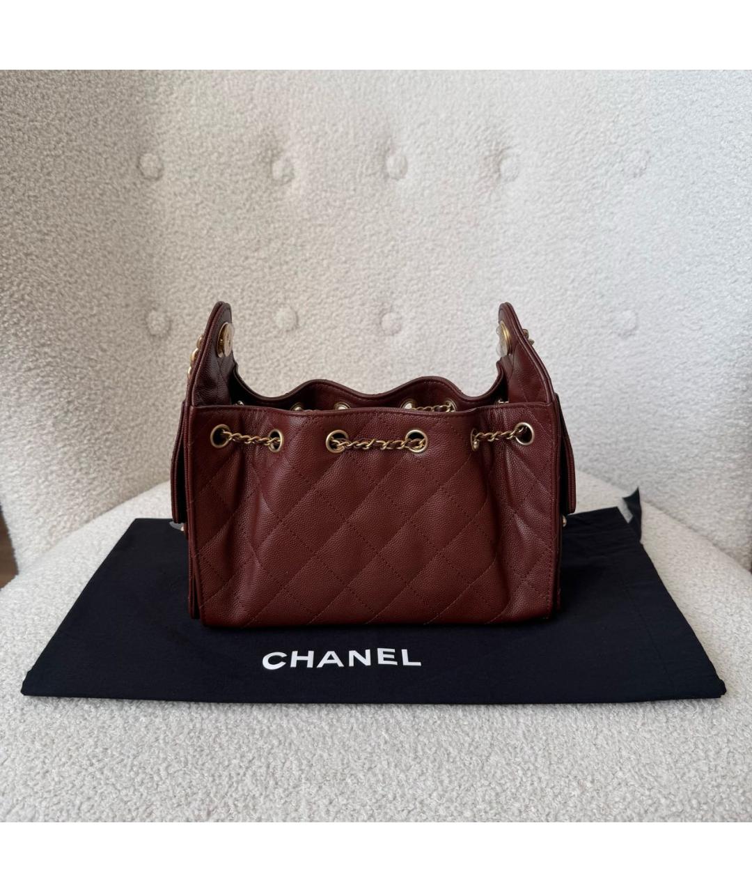 CHANEL Бордовая кожаная сумка через плечо, фото 4