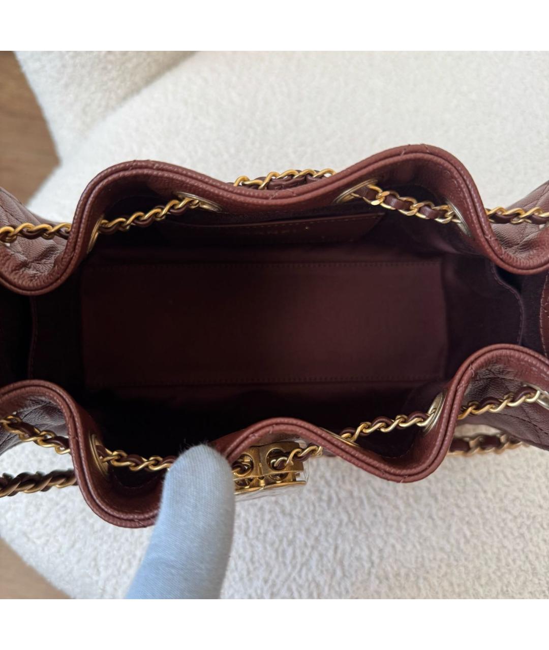 CHANEL Бордовая кожаная сумка через плечо, фото 7