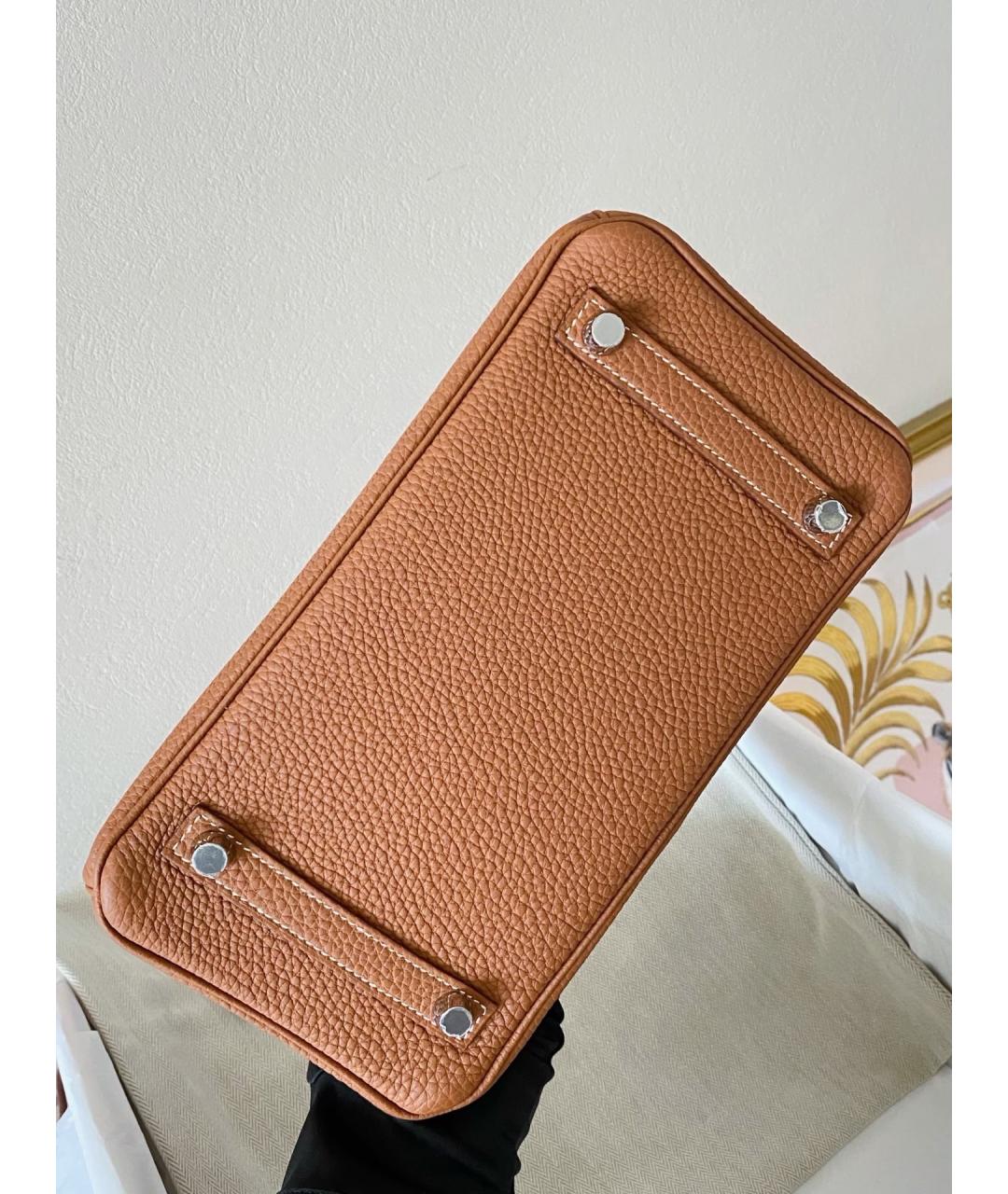 HERMES Коричневая кожаная сумка с короткими ручками, фото 5
